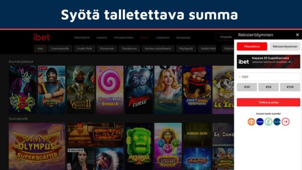 Syötä kasinolle ilman rekisteröitymistä talletussumma