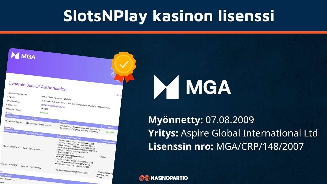 SlotsNPlay kasinon lisenssi
