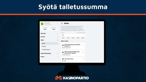 Syötä summa jonka haluat tallettaa Trumolla