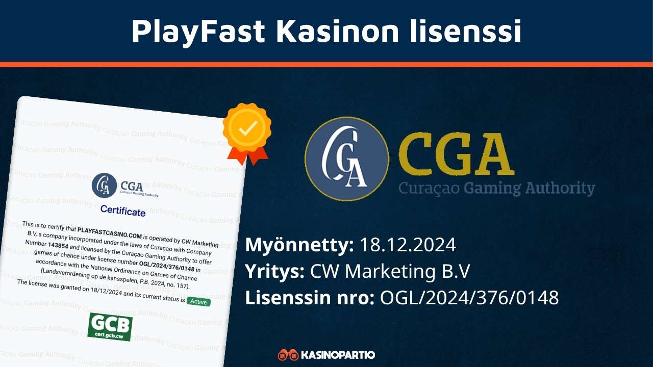 PlayFast kasinon lisenssi