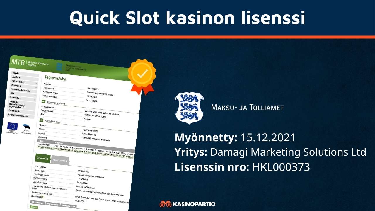 Quick Slot kasinon lisenssi
