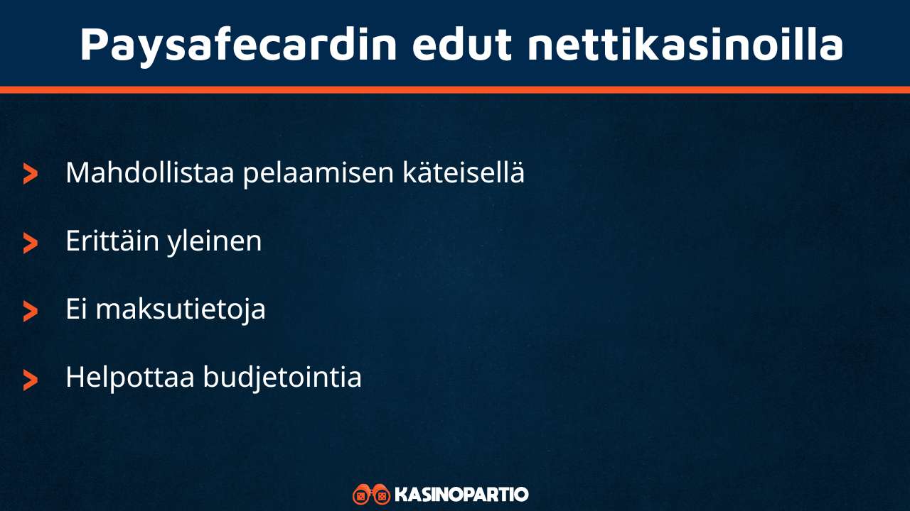 Paysafecard kasinot sisältävät nämä edut