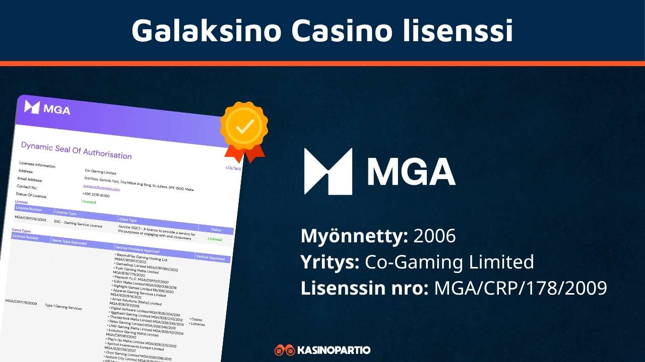 Galaksino Casino lisenssi