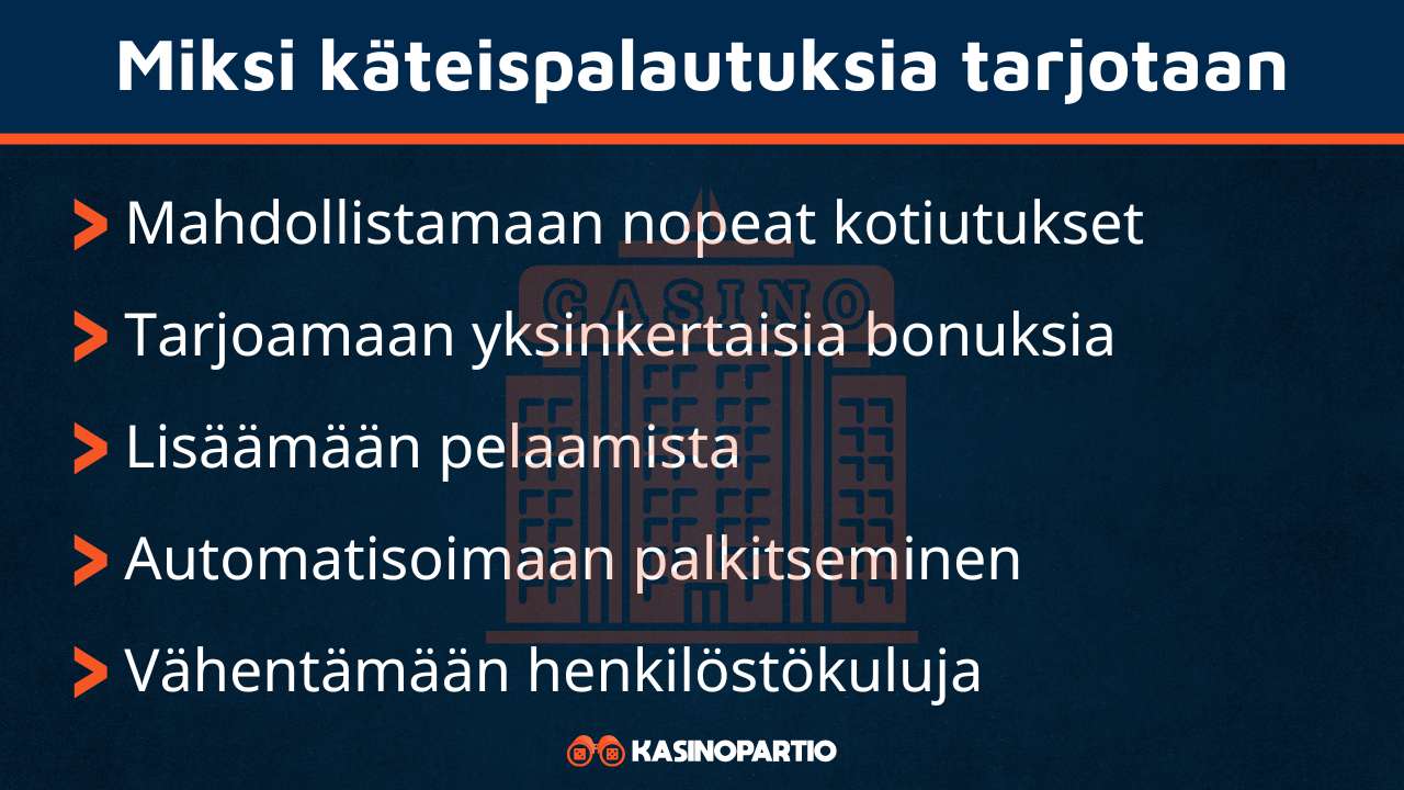 Syyt miksi käteispalautuksia tarjotaan