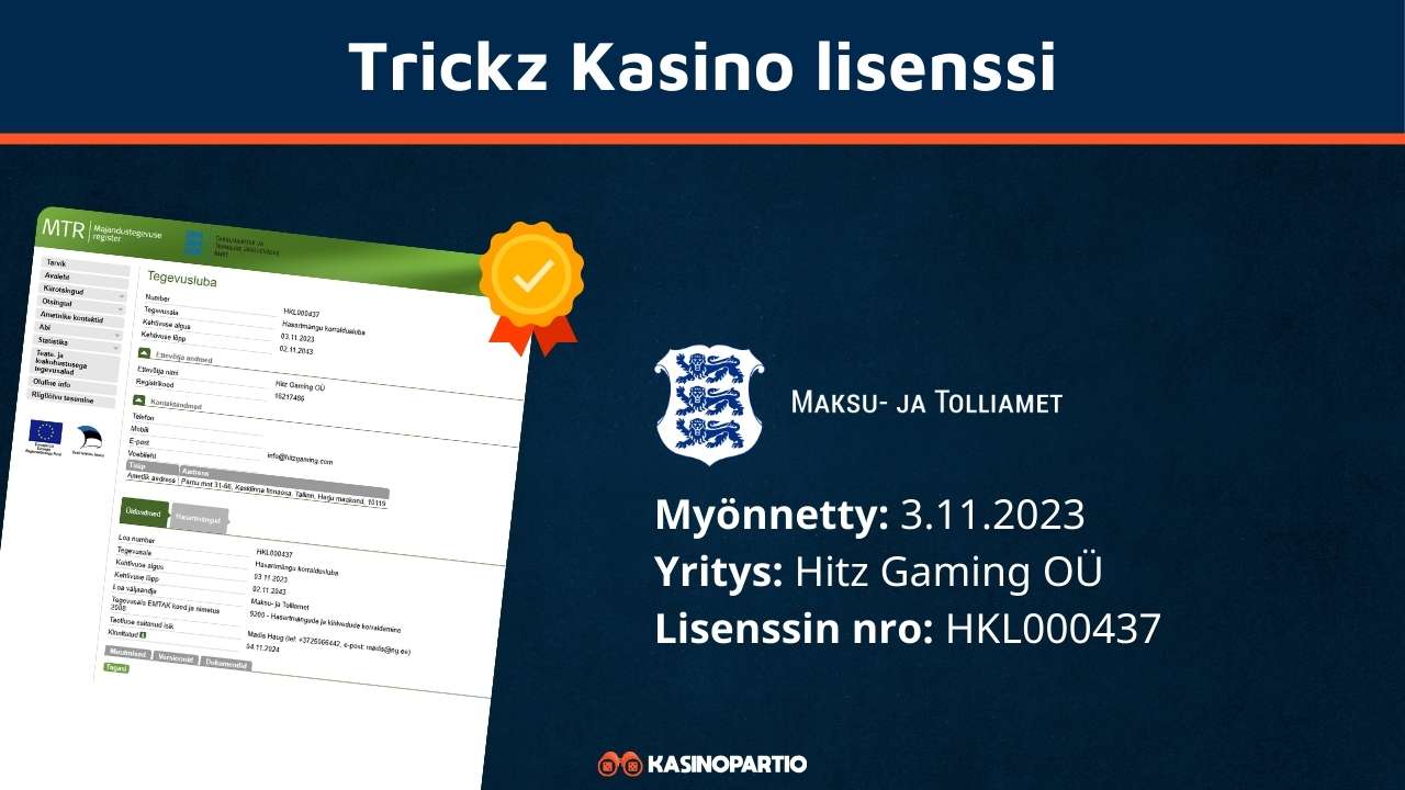 trickz kasino lisenssi