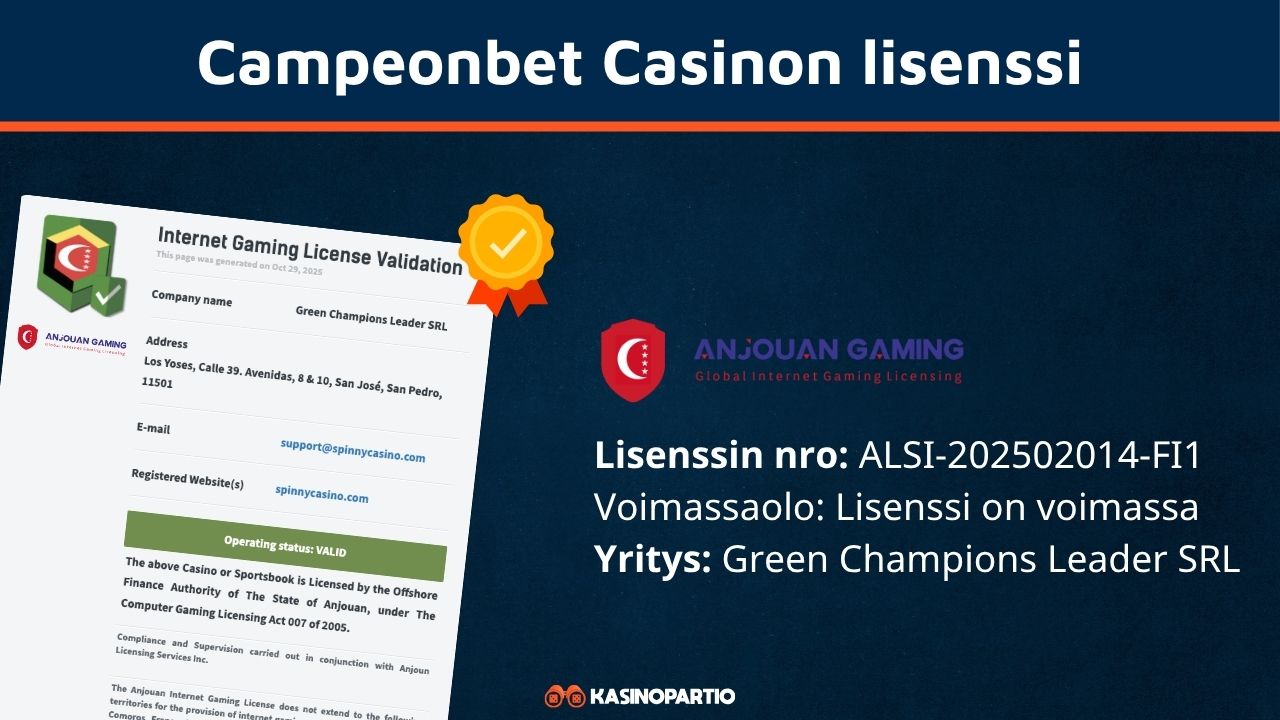 Campeonbet Casinon lisenssi